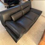 Zwarte leren 2-zits bank, Ophalen, 150 tot 200 cm, Tweepersoons, Zo goed als nieuw
