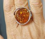 zilveren ring met natuurlijke Barnsteen(Amber) zilver 925, Sieraden, Tassen en Uiterlijk, Ringen, Nieuw, Oranje, Met edelsteen