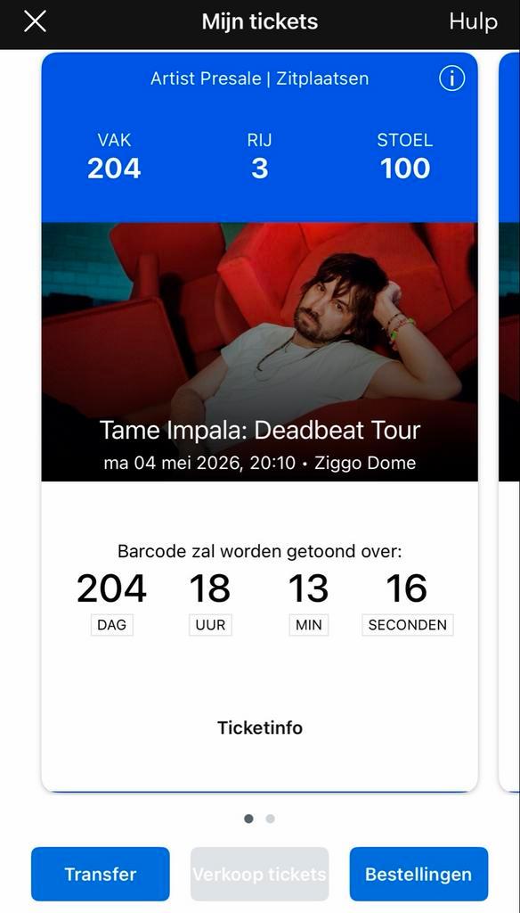 Ruilen: staanplaatsen voor Tame Impala Amsterdam, Tickets en Kaartjes, Concerten | Overige, Twee personen, Mei