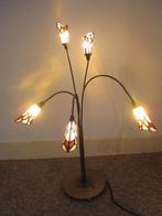 Tiffany tafellamp met 5 kapjes, Ophalen, Zo goed als nieuw, Tiffany, 50 tot 75 cm
