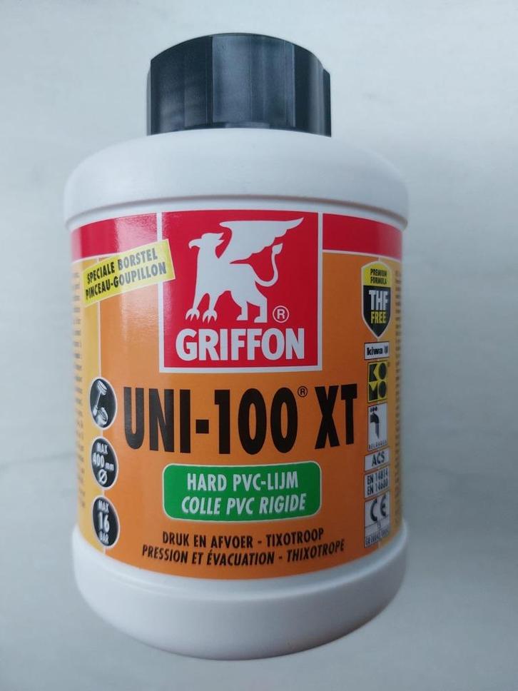 Nieuwe / niet geopend Griffon UNI-100 XT 500ml pvc lijm, Doe-het-zelf en Verbouw, Buizen en Afvoer, Nieuw, Afvoer, Pvc, Minder dan 2 meter