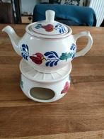 Boerenbont theepot en theelichtje, Overige typen, Ophalen of Verzenden, Zo goed als nieuw, Aardewerk