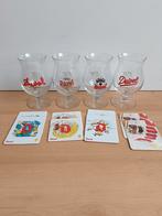 4 Duvel glazen 85 jaar + setje viltjes, Ophalen of Verzenden, Zo goed als nieuw, Glas of Glazen, Duvel