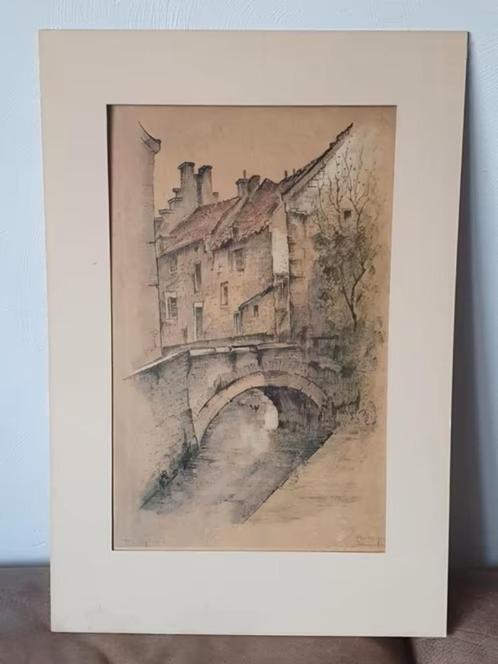 Prent Molenpoortje Maastricht Frans Ronda gesigneerd., Antiek en Kunst, Kunst | Litho's en Zeefdrukken, Ophalen