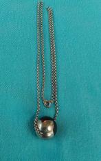 Zilveren ketting met Onyx kogel, Ophalen of Verzenden, Zo goed als nieuw, Zilver, Zilver