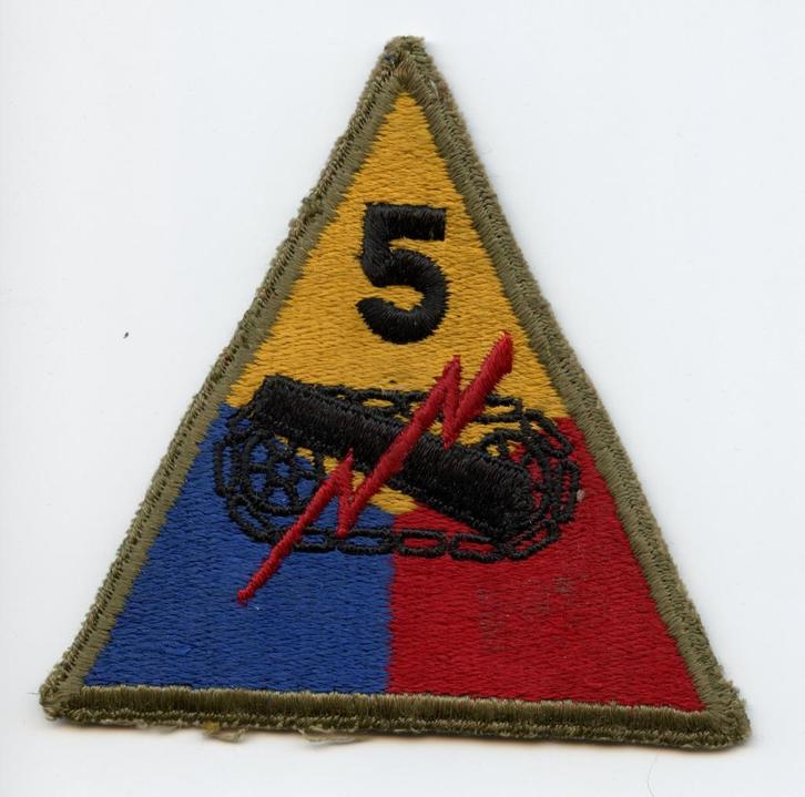 WO2 US 5th Armored Division Patch (Greenback), Verzamelen, Militaria | Tweede Wereldoorlog, Landmacht, Embleem of Badge, Amerika