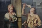 Hollandse school (XX)- gesigneerd J.W. - Pendant, Antiek en Kunst, Kunst | Schilderijen | Klassiek, Ophalen of Verzenden
