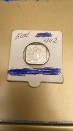 Zilveren 5 cent 1942, Postzegels en Munten, Munten | Nederland, Ophalen, 1 cent, Losse munt, Zilver