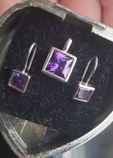 Antieke Prachtige Kettinghanger met Oorbellen., Sieraden, Tassen en Uiterlijk, Oorbellen, Nieuw, Zilver, Zilver, Ophalen of Verzenden