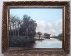 N. Sjaarda - Nutbey - (?) - Meertje met vissersboot - 1983, Antiek en Kunst, Kunst | Schilderijen | Klassiek, Ophalen of Verzenden