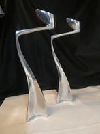 Matthew Hilton Swan kandelaars jaren 80 vintage, Ophalen of Verzenden, Gebruikt, Metaal, 25 tot 50 cm