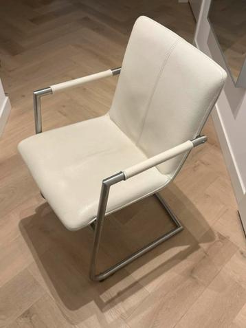 Eetkamerstoelen, wit leer - gratis