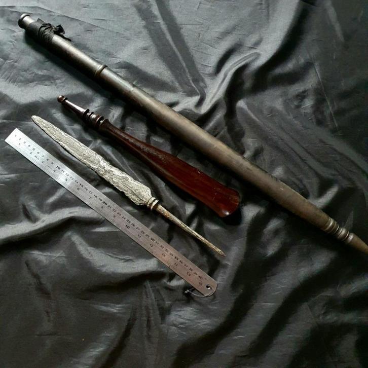 Antieke Tombak Spear Biring Lanang Pamor Slewah TNI15, Antiek en Kunst, Kunst | Niet-Westerse kunst, Verzenden