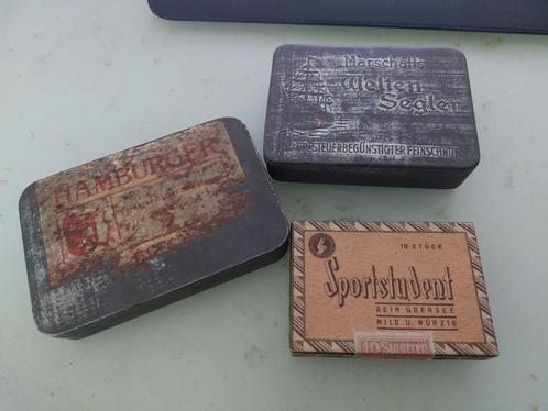 3 oude tabaks/sigarettendoosjes o.a. Marshalls Welten Segler, Verzamelen, Rookartikelen, Aanstekers en Luciferdoosjes, Tabaksdoos of Verpakking