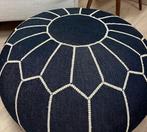 Nieuwe Marokkaanse handgemaakte JEANS poef, gevuld blauw, Huis en Inrichting, Minder dan 50 cm, Rond, Nieuw, Minder dan 50 cm