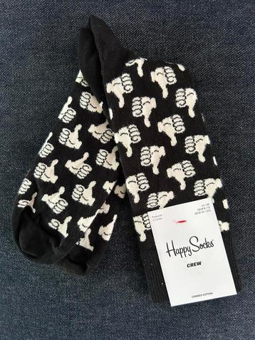 Nieuw Happy Socks Crew Combed Cotton Maat 41-46 Zwart/Wit beschikbaar voor biedingen