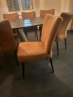 8 eetkamerstoelen , denver bruin , in zeer goede staat, Huis en Inrichting, Stoelen, Ophalen, Bruin, Zo goed als nieuw, Stof