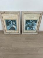 Set van 2 ingelijste platen, Huis en Inrichting, Ophalen, Zo goed als nieuw, Schilderij, 75 cm of meer