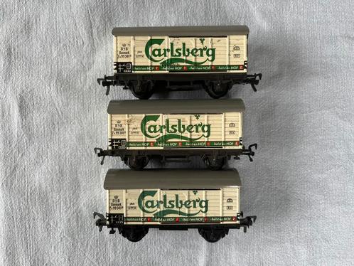 3x Fleischmann DSB Carlsberg goederenwagons, Hobby en Vrije tijd, Modeltreinen | H0, Zo goed als nieuw, Wagon, Gelijkstroom, Fleischmann