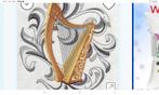 Geborduurde harp op lapje stof van 44/44cm De harp is 15/17, Muziek en Instrumenten, Snaarinstrumenten | Harpen, Nieuw, Ophalen of Verzenden