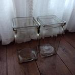 2 robuuste transparante accubak vazen hoogmodel, Huis en Inrichting, Woonaccessoires | Vazen, Ophalen, Nieuw, Glas, Minder dan 50 cm