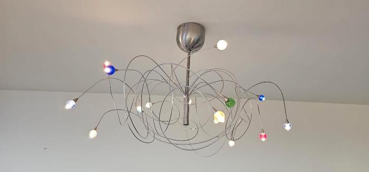 Harco Loor strawberry design lamp met 15 murano bolletjes, Huis en Inrichting, Lampen | Hanglampen, Zo goed als nieuw, 50 tot 75 cm