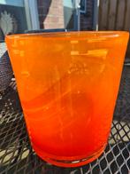 Dik glazen oranje bloempot vaas of voor kaars ook geschikt, Huis en Inrichting, Woonaccessoires | Vazen, Glas, Oranje, Ophalen of Verzenden