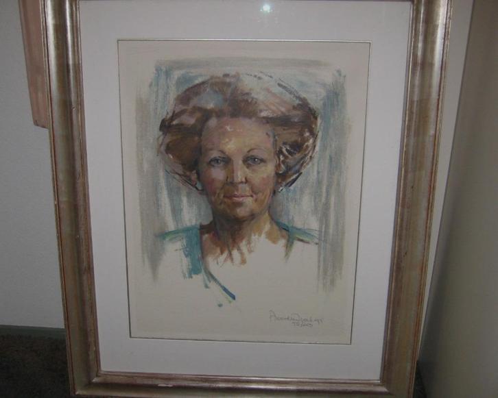 Getekend Portert Prinses Beatrix, Antiek en Kunst, Kunst | Schilderijen | Klassiek, Ophalen