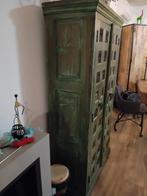 Vintage groene kast met deuren, Ophalen, 100 tot 150 cm, Vintage, 150 tot 200 cm