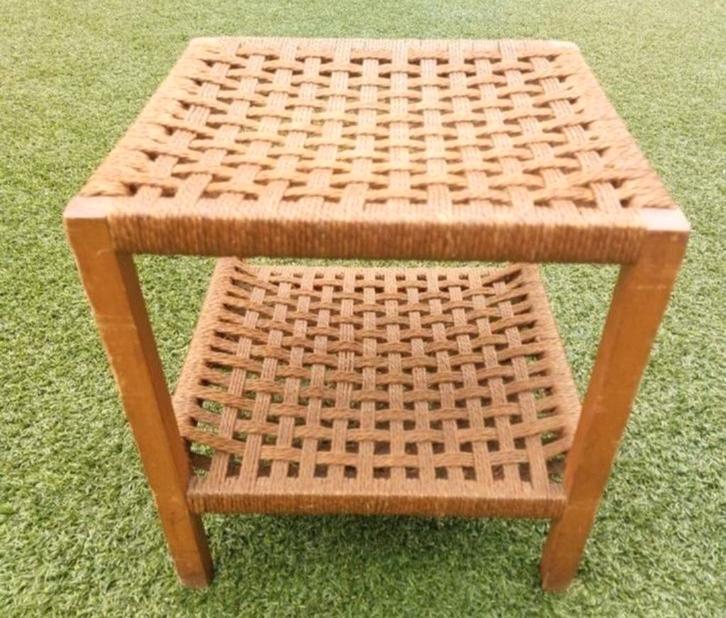 Vintage Gevlochten Touw krukje, Huis en Inrichting, Krukjes, Hout, Ophalen