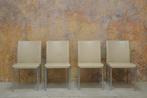 ZGANieuw 4 cremekeurige leren Jori Mikono design stoelen!, Huis en Inrichting, Stoelen, Vier, Design, Metaal, Wit