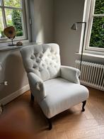 Fauteuil gecapitonneerd in gebroken wit linnenmix, Huis en Inrichting, Ophalen, Stof