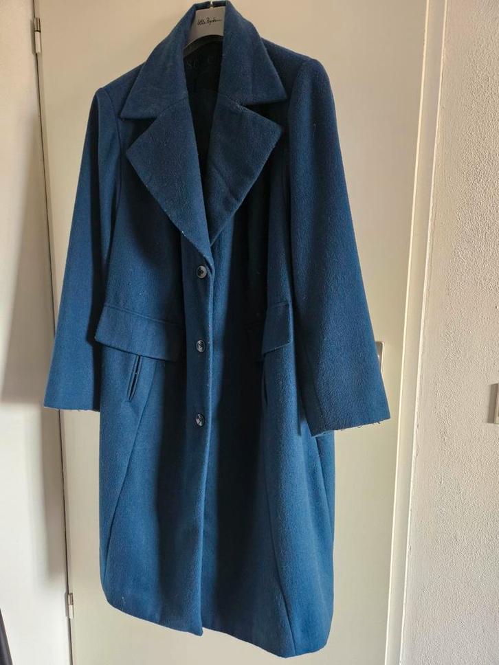 Ulla Popken mantel wolmix blauw maat 48-50, Kleding | Dames, Jassen | Winter, Zo goed als nieuw, Maat 46/48 (XL) of groter, Blauw