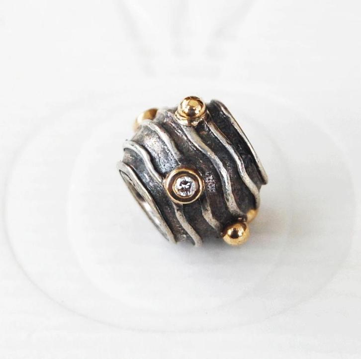Pandora echte diamanten 14k 585 goud, Sieraden, Tassen en Uiterlijk, Bedels, Zo goed als nieuw, Pandora, Goud, Ophalen of Verzenden