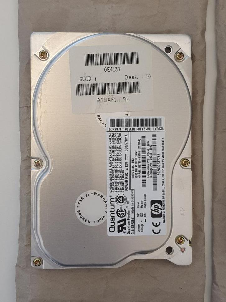 Quantum Fireball 1280 MB IDE HDD, Computers en Software, Harde schijven, Gebruikt, Desktop, Intern, HDD, IDE, Ophalen