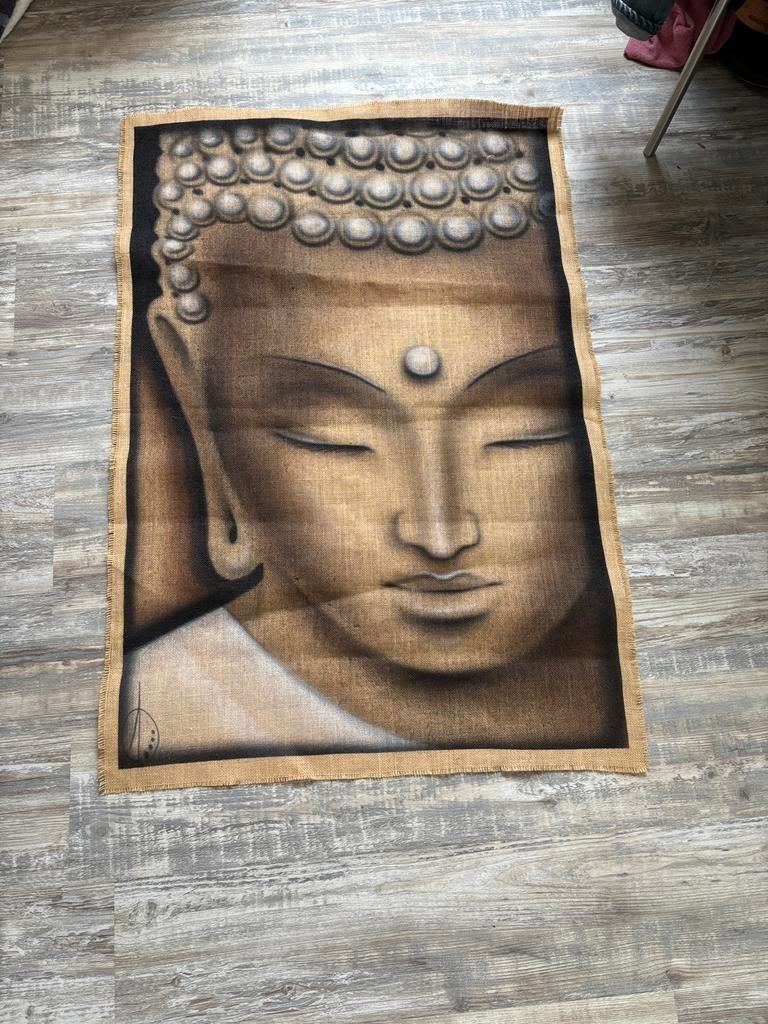 Buddha airbrush op jute uit Ibiza, Oorspronkelijke maker, Overige typen, Nieuw, Ophalen of Verzenden