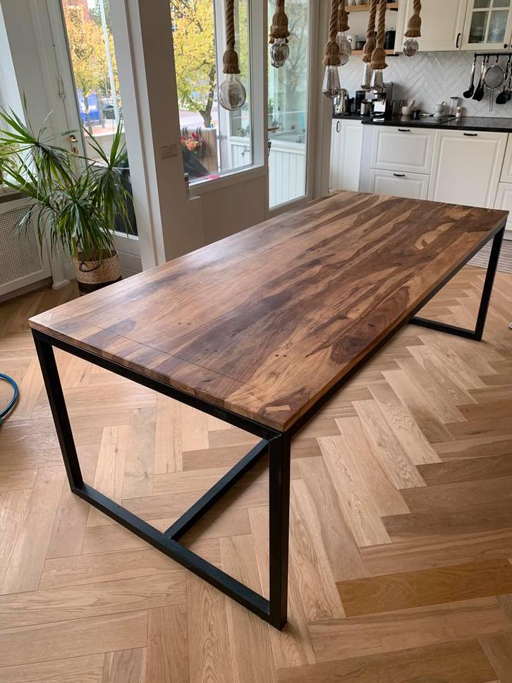Eettafel 6 persoon / eikenhout / 220 x 100cm, Huis en Inrichting, Tafels | Eettafels, Zo goed als nieuw, 200 cm of meer, Vijf personen of meer