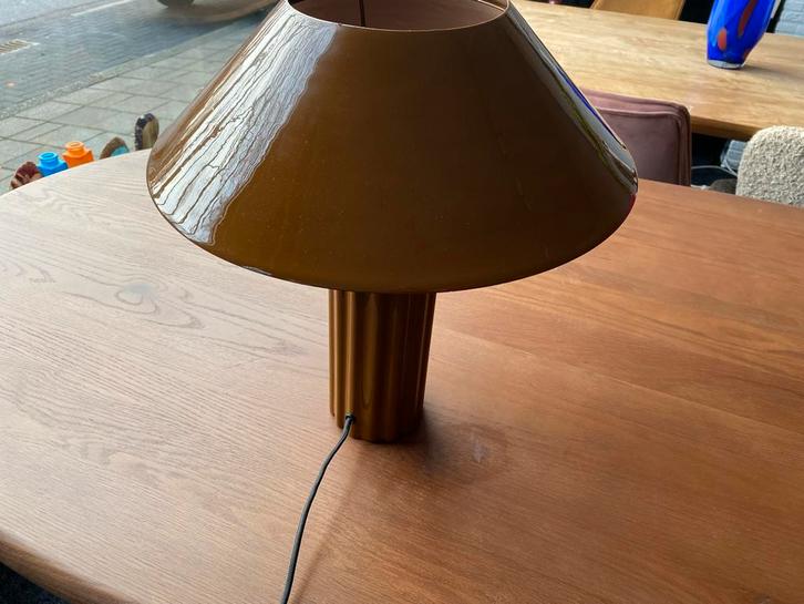 Hoogglans Mosterd Bruine Tafellamp - 41cm Metaal, Huis en Inrichting, Lampen | Tafellampen, Nieuw, Minder dan 50 cm, Metaal, Ophalen