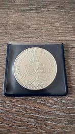 50 Gulden 1980 Nederlandse Antillen, Koningin Beatrix, Zilver, Ophalen of Verzenden, Losse munt