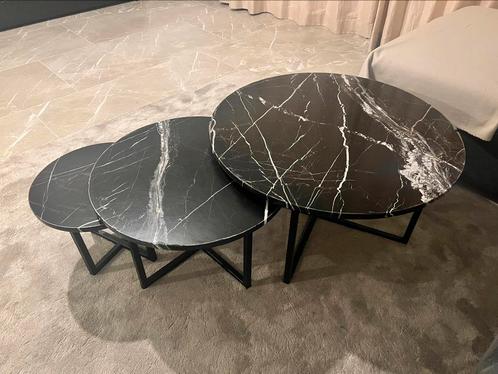 Marmer salontafels, Huis en Inrichting, Tafels | Salontafels, Zo goed als nieuw, Minder dan 50 cm, 50 tot 100 cm, Rond, Ophalen