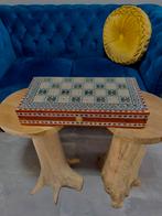 Handgemaakte Houten Schaaktafel met Parelmoer, Een of twee spelers, Ophalen of Verzenden, Zo goed als nieuw