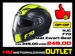 Motorhelm HJC F70 Mago - Mat Zwart-Geel - S-56, Info@huybersmotoren.nl, HM - Sale, Integraalhelm, Dames