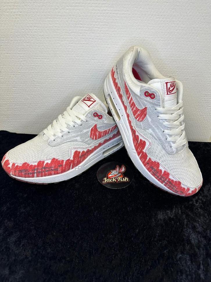 Nike air Max 1 Sketch university red - size 44, Kleding | Heren, Schoenen, Zo goed als nieuw, Sneakers of Gympen, Overige kleuren