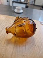 Vintage Amberkleurige Glazen Spaarpot Varken, Ophalen of Verzenden