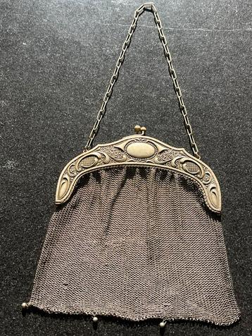 Art Nouveau c1900 antiek verzilverde handtas damestas clutch beschikbaar voor biedingen