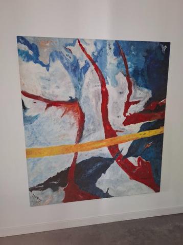 Mooi GROOT kleurrijk schilderij 180 x 160 beschikbaar voor biedingen