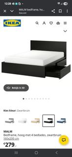 Malm bed 160x200 4 lades, Ophalen, Zwart, Tweepersoons, Zo goed als nieuw