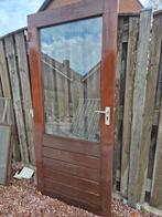 Houten Buitendeur met Glas, Ophalen, Gebruikt, 80 tot 100 cm, Buitendeur