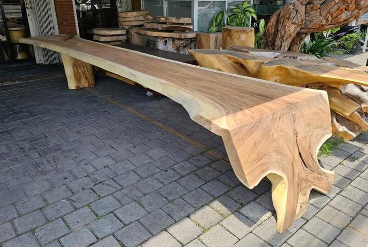 -30% presale Waterfall boomstamtafel (suar) – 180-500cm, Huis en Inrichting, Tafels | Eettafels, Nieuw, 100 tot 150 cm, 200 cm of meer