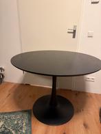 Ronde zwarte IKEA eettafel met houten blad, Huis en Inrichting, Tafels | Eettafels, Gebruikt, 100 tot 150 cm, Rond, Ophalen of Verzenden